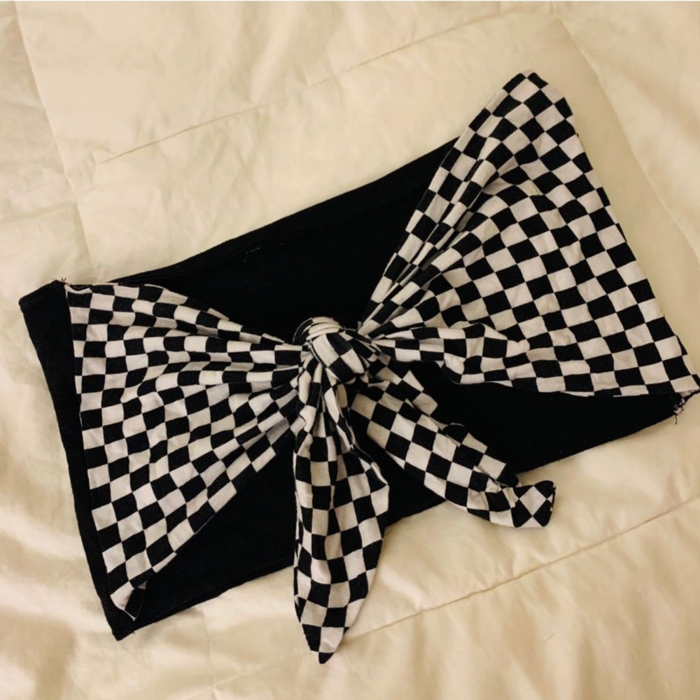 Urban Outfitters Black & White Checkered Tie Top